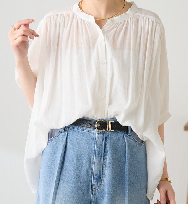  「強撚2WAYシアーボウタブラウス」|シャツ・ブラウス|