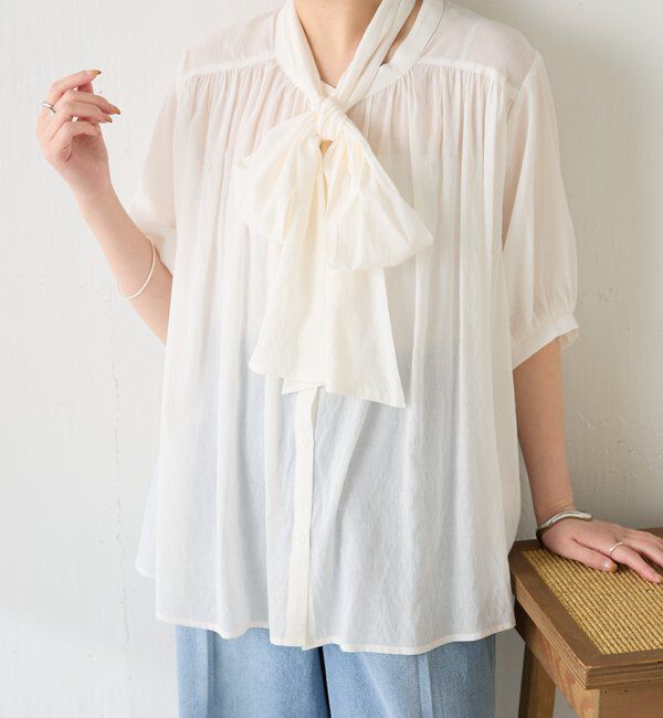  「強撚2WAYシアーボウタブラウス」|シャツ・ブラウス|