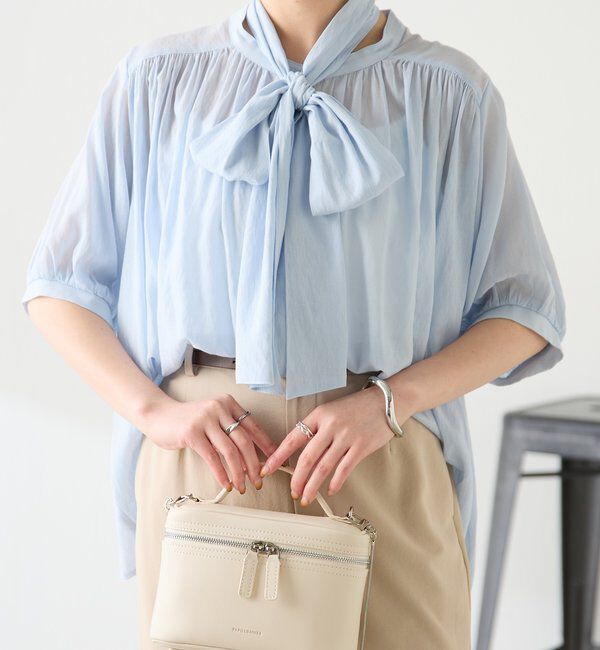  「強撚2WAYシアーボウタブラウス」|シャツ・ブラウス|