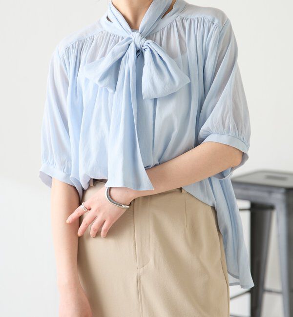  「強撚2WAYシアーボウタブラウス」|シャツ・ブラウス|