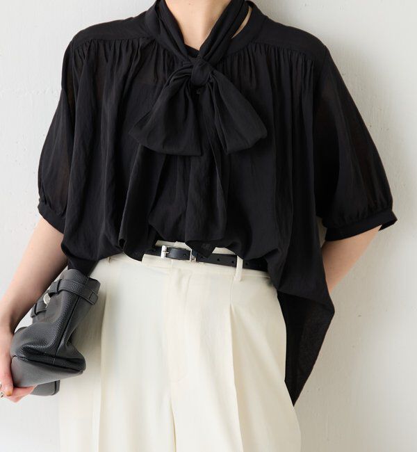  「強撚2WAYシアーボウタブラウス」|シャツ・ブラウス|