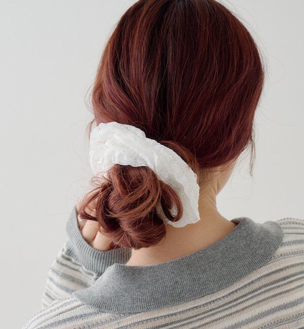  「【fiw.】フリルレースシュシュ」|その他|ホワイト