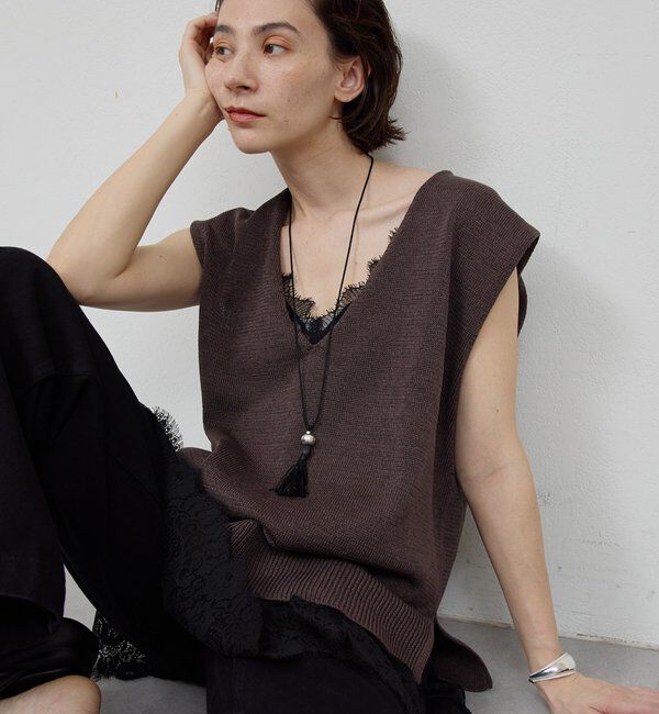  「サイドスリットニット」|ニット・セーター|ブラウン