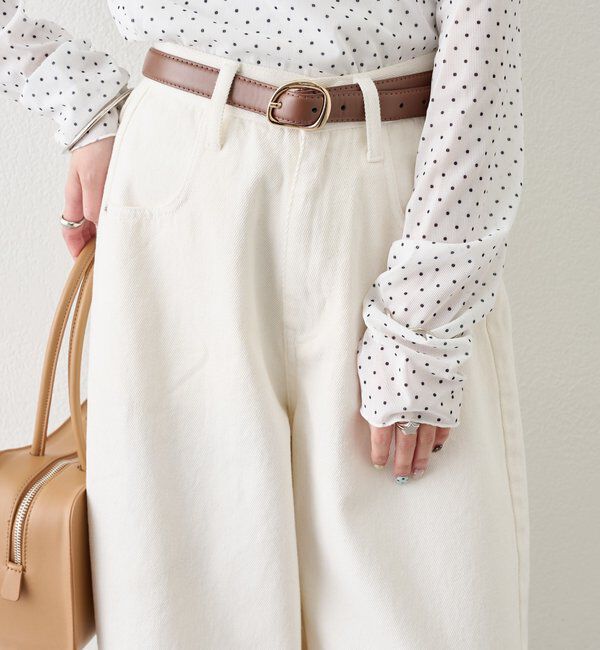  「ベルト付きカーブワイドデニム」|デニム|