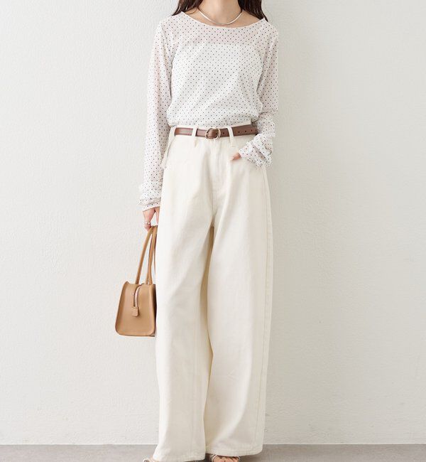  「ベルト付きカーブワイドデニム」|デニム|