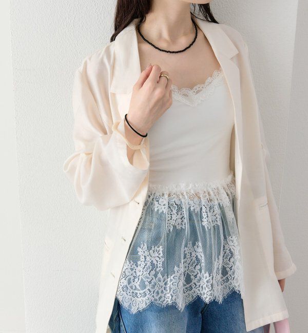  「パット付きレースドッキングキャミソール」|キャミソール|