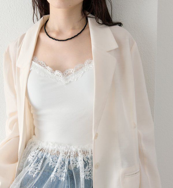  「パット付きレースドッキングキャミソール」|キャミソール|