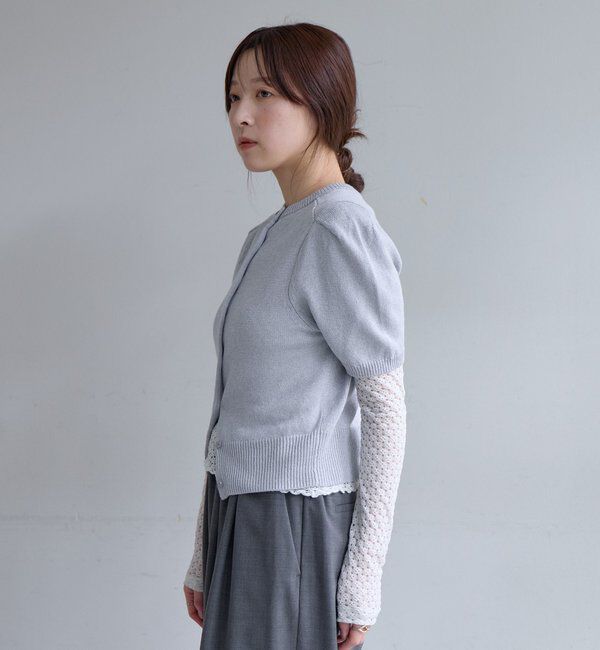  「ペーパーヤーン半袖パフニット」|カーディガン|