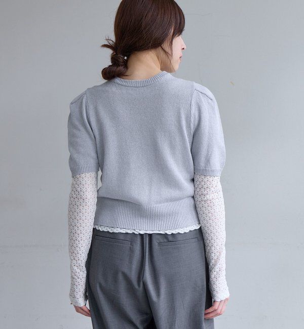  「ペーパーヤーン半袖パフニット」|カーディガン|