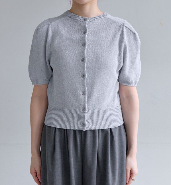  「ペーパーヤーン半袖パフニット」|カーディガン|