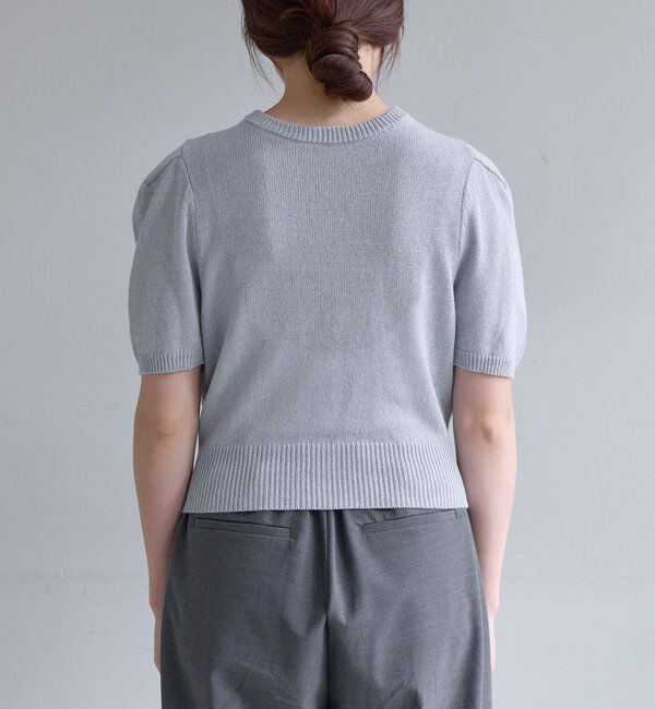  「ペーパーヤーン半袖パフニット」|カーディガン|