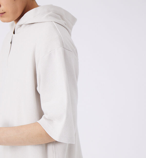 ABAHOUSE「ワッフル ハーフジップアップ 半袖パーカー」|パーカー|