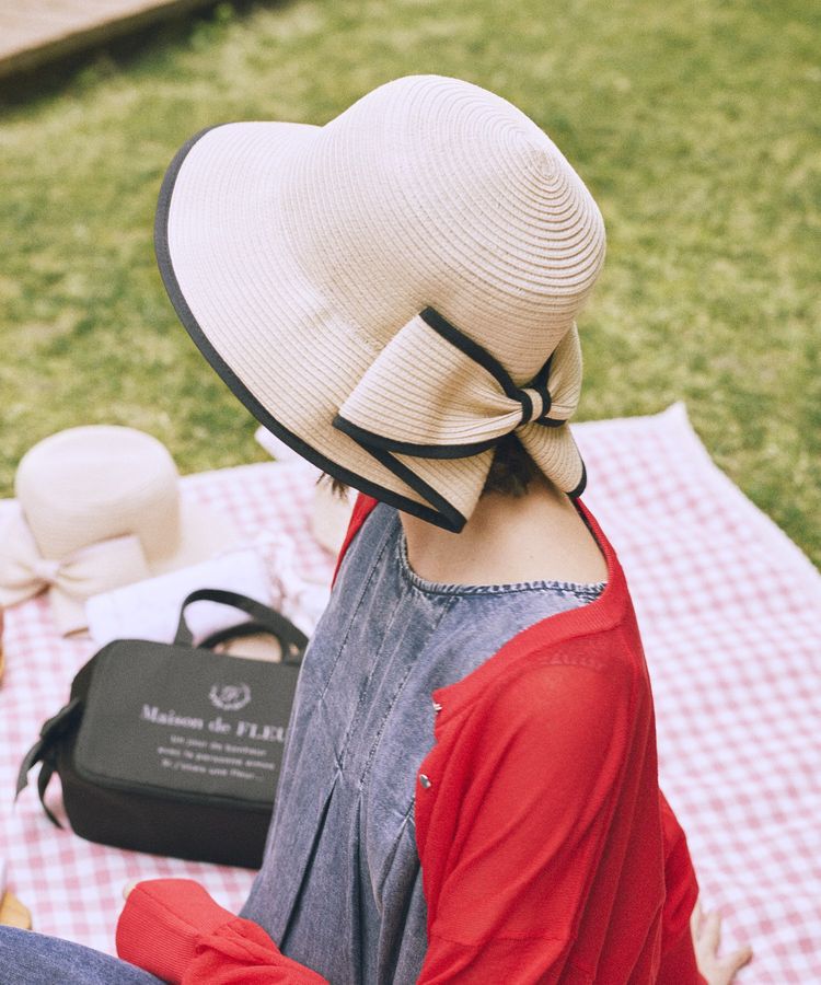 Maison de FLEUR「【手洗い可能】リボンスリットパイピングハット」|その他|