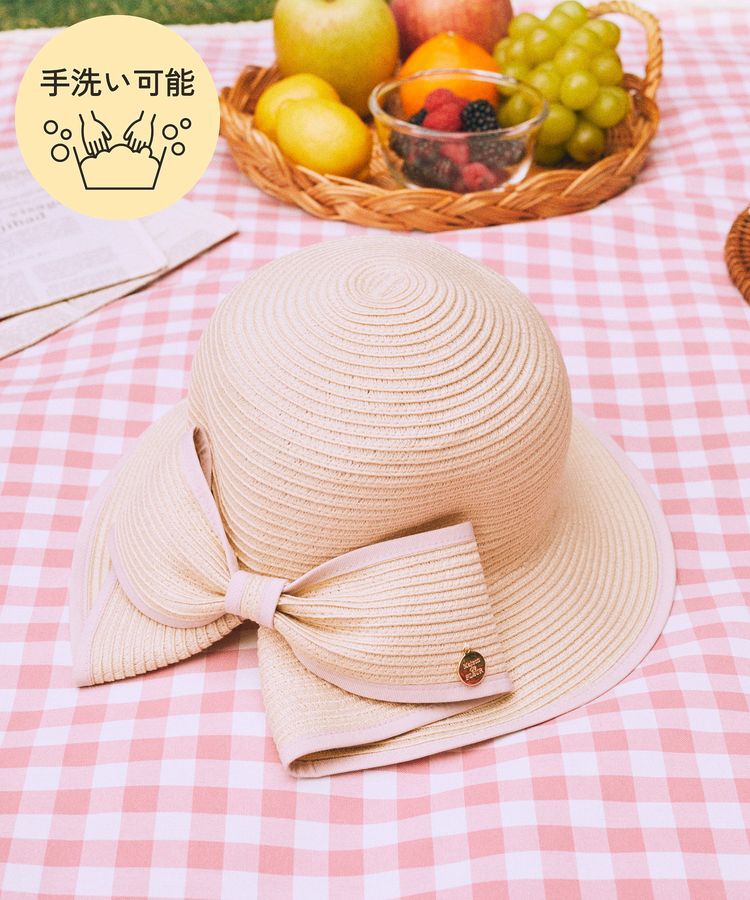 Maison de FLEUR「【手洗い可能】リボンスリットパイピングハット」|その他|ピンク