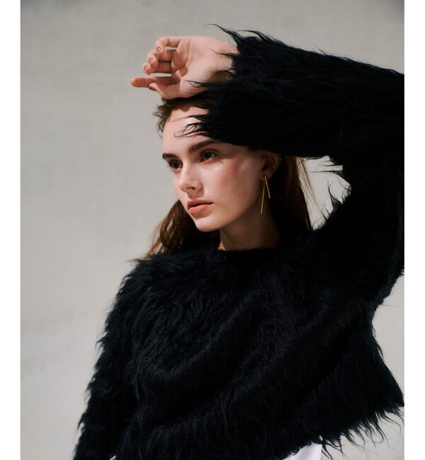 allureville「ミンクファーボトルネックプルオーバー」|ニット・セーター|ブラック