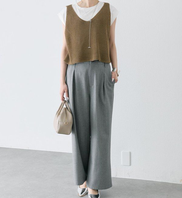  「【接触冷感】ストレートシルエットスラックスパンツ」|スラックス|