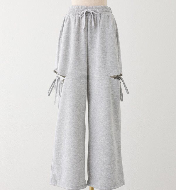  「【セットアップ可能】バックロゴ刺繍サイドカットラメスウェットパンツ」|その他|グレー