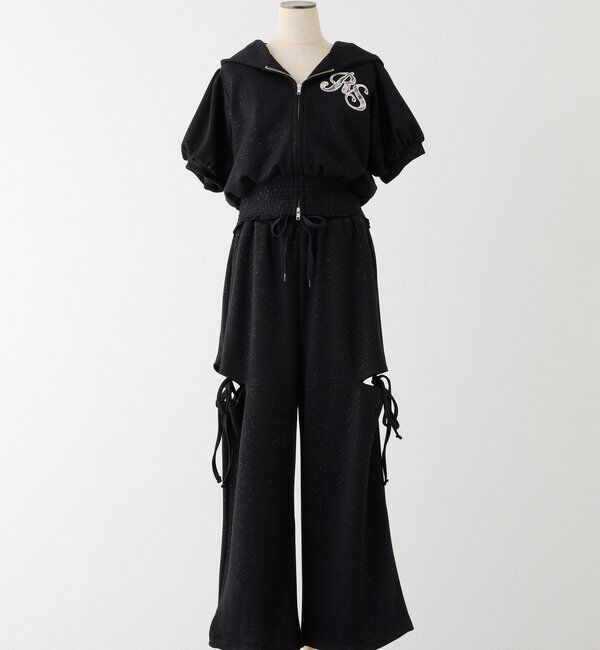  「【セットアップ可能】バックロゴ刺繍サイドカットラメスウェットパンツ」|その他|