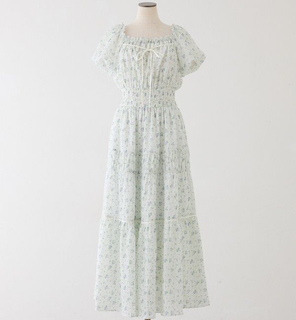  「ウエストシャーリングリボンロングワンピース」|ワンピース|パープル系その他