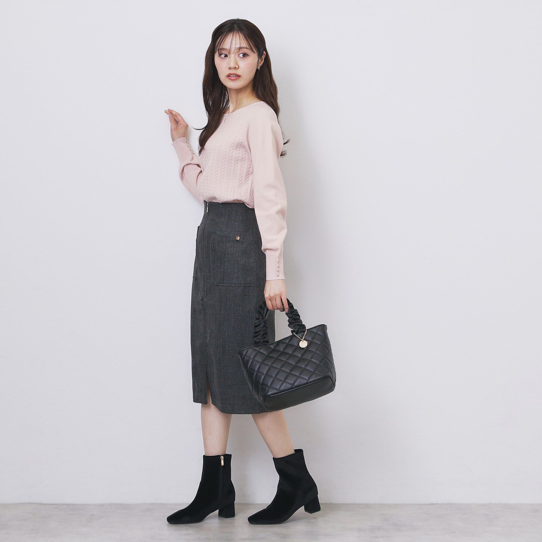 index「ボートネックケーブルニット【洗濯機OK/抗ピル】」|ニット・セーター|