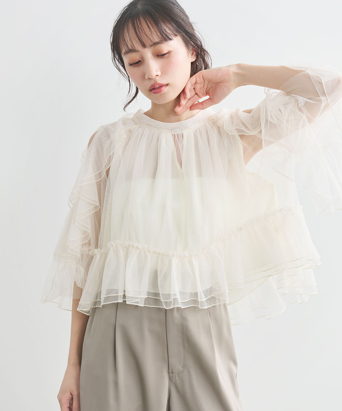 COCO DEAL「チュールギャザーブラウス」|シャツ・ブラウス|