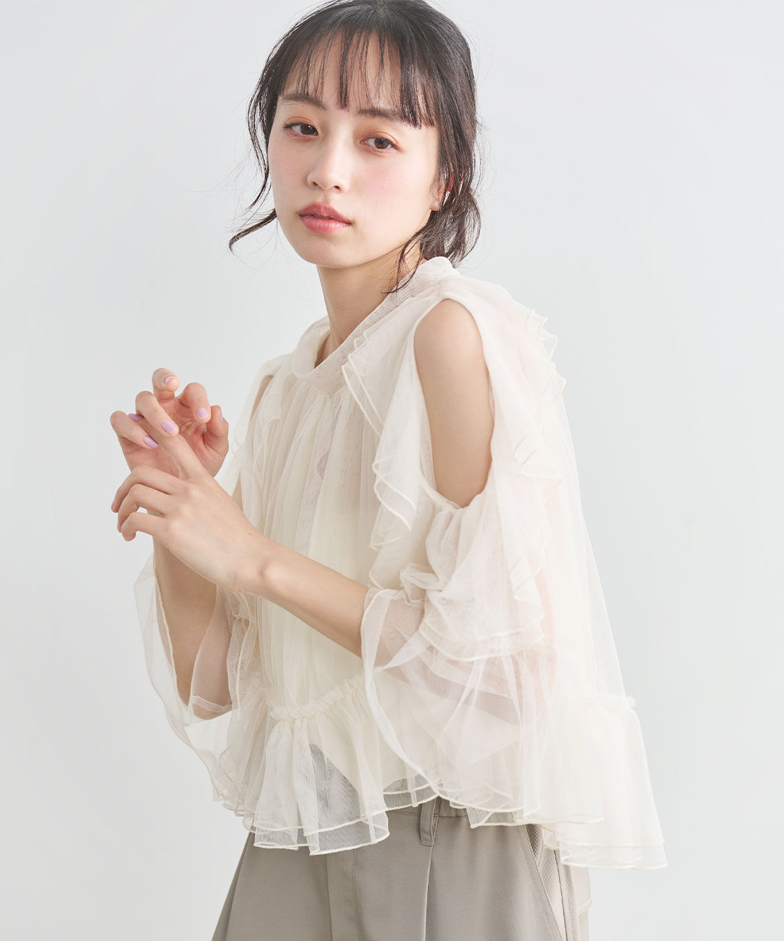 COCO DEAL「チュールギャザーブラウス」|シャツ・ブラウス|