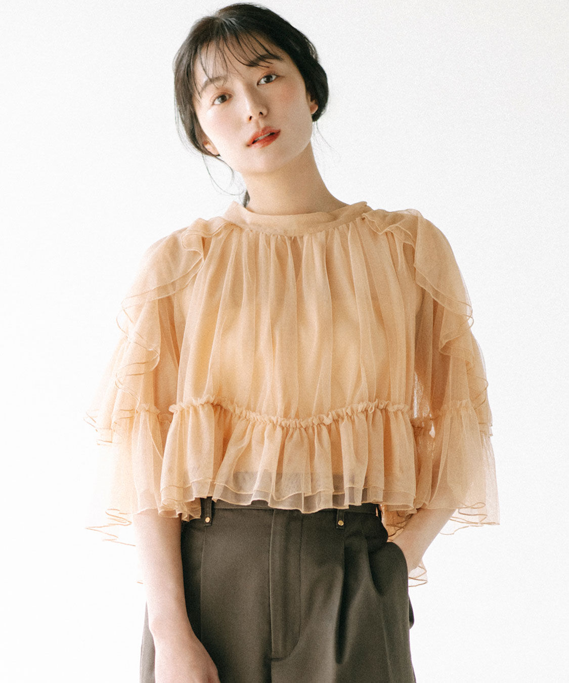 COCO DEAL「チュールギャザーブラウス」|シャツ・ブラウス|