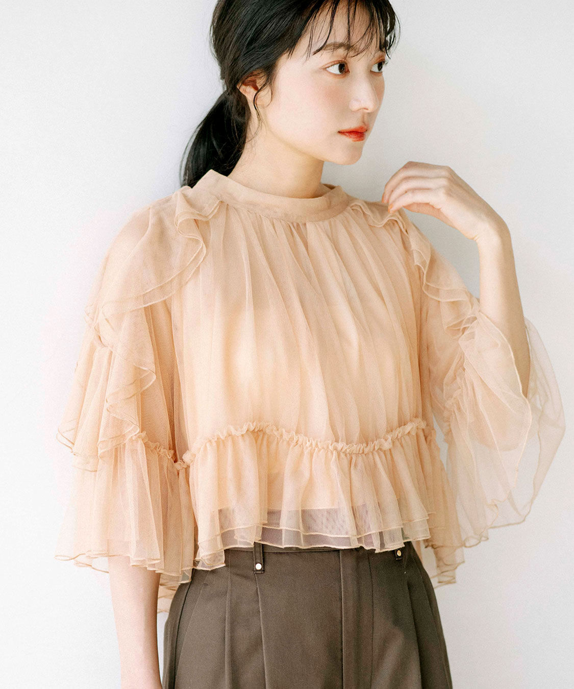 COCO DEAL「チュールギャザーブラウス」|シャツ・ブラウス|
