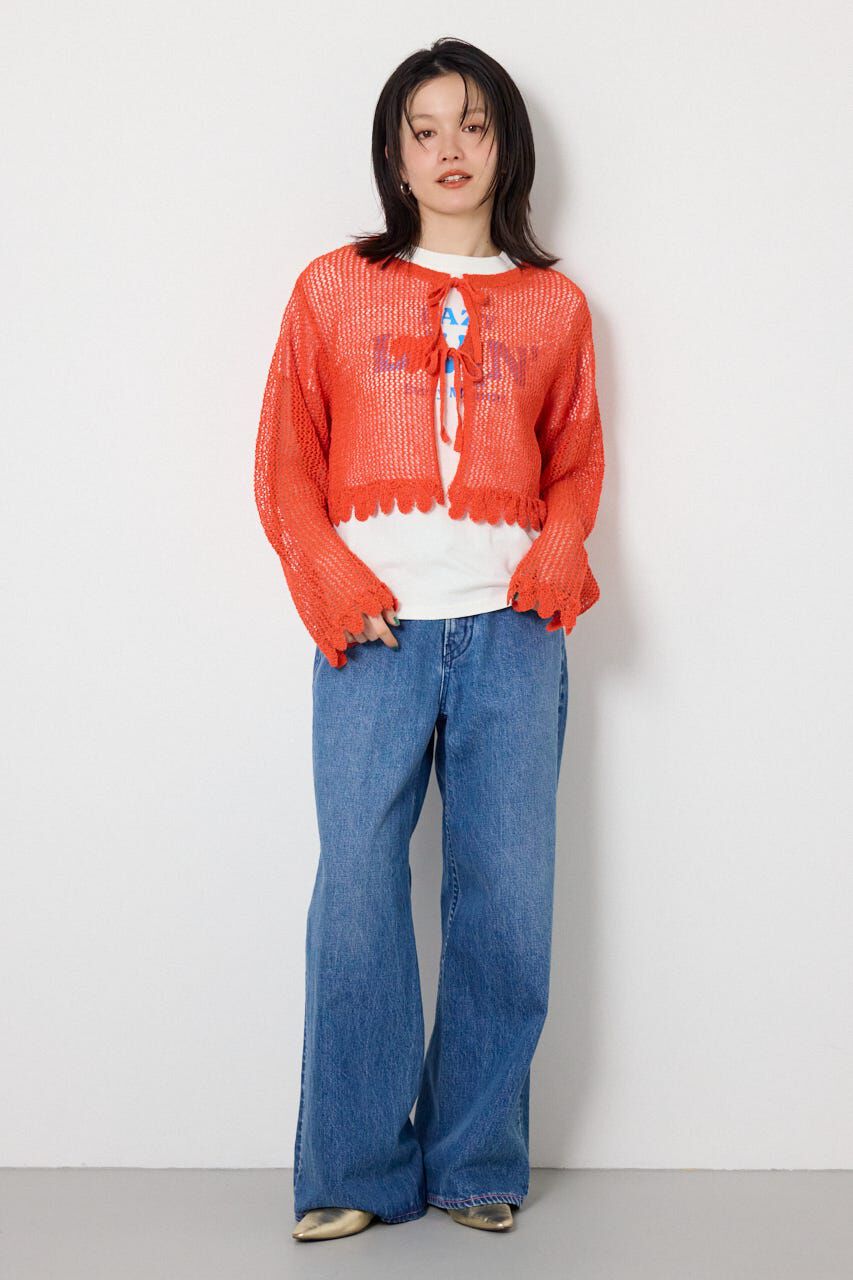 RODEO CROWNS「メッシュ柄リボンボレロ」|カーディガン|