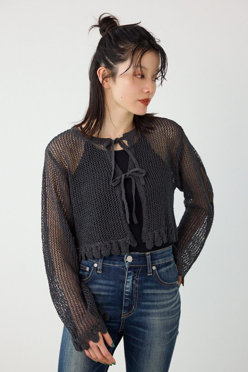 RODEO CROWNS「メッシュ柄リボンボレロ」|カーディガン|C.GRY