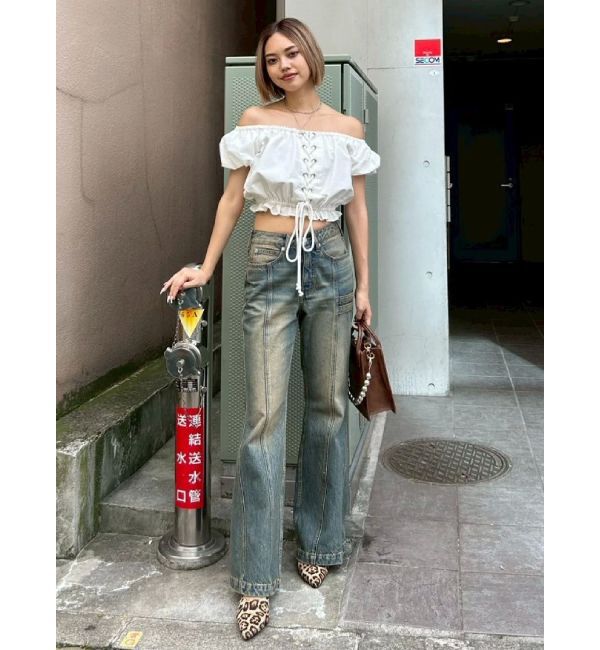 EVRIS「レースアップオフショルトップス」|シャツ・ブラウス|