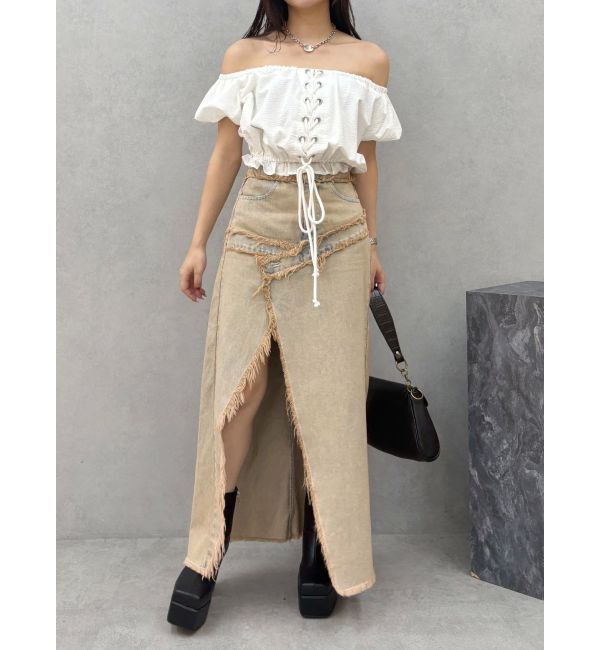 EVRIS「レースアップオフショルトップス」|シャツ・ブラウス|