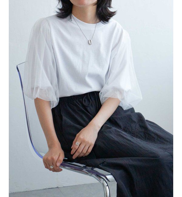 VENCE share style「チュールスリーブTシャツ」|Tシャツ・カットソー|