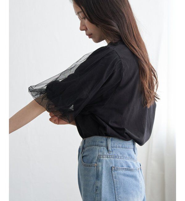 VENCE share style「チュールスリーブTシャツ」|Tシャツ・カットソー|