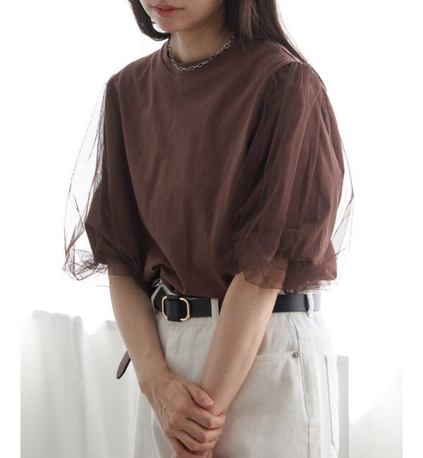 VENCE share style「チュールスリーブTシャツ」|Tシャツ・カットソー|