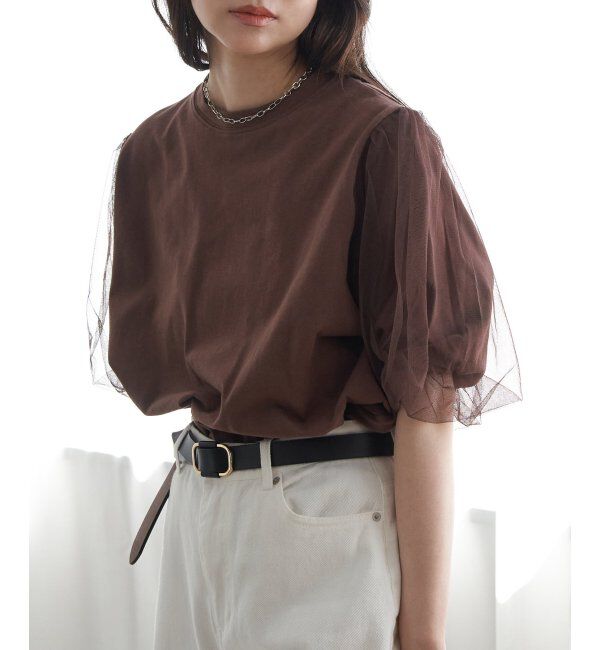 VENCE share style「チュールスリーブTシャツ」|Tシャツ・カットソー|