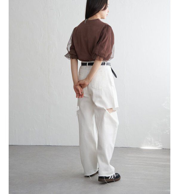 VENCE share style「チュールスリーブTシャツ」|Tシャツ・カットソー|