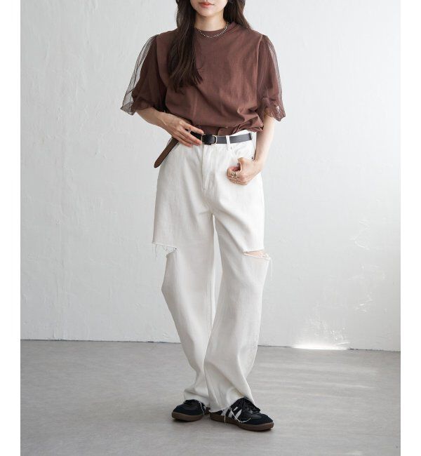 VENCE share style「チュールスリーブTシャツ」|Tシャツ・カットソー|