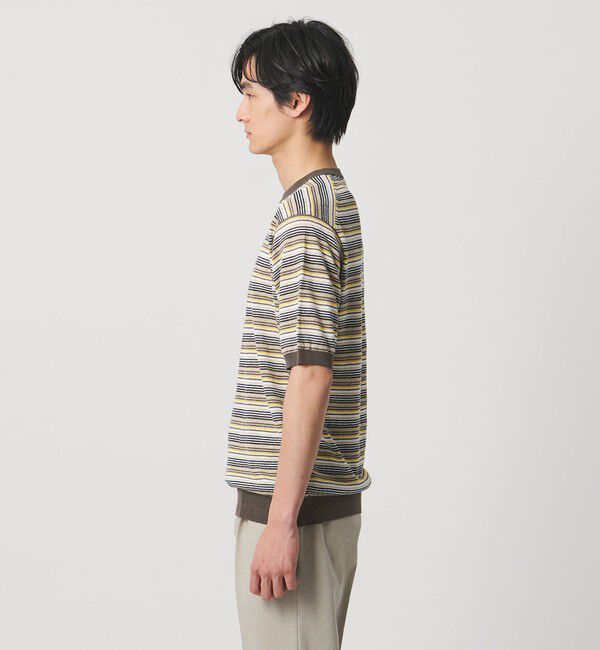 UNITED ARROWS「リネンコットン マルチボーダー ニット Tシャツ」|Tシャツ・カットソー|