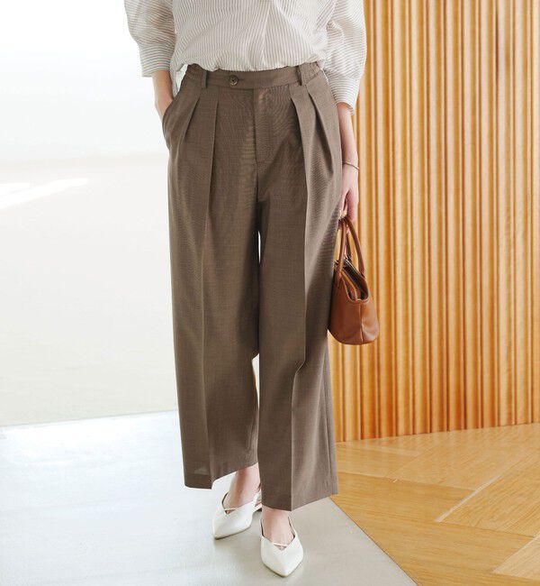 UNITED ARROWS green label relaxing「［size SHORT/TALLあり］Daily Chic コンフィ― ワイド パンツ」|スラックス|MD.BROWN