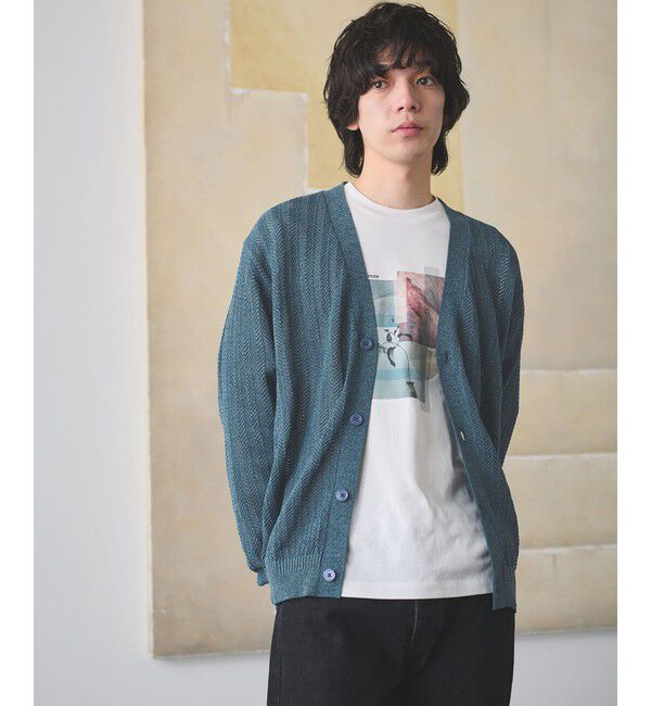UNITED ARROWS green label relaxing「ミックス メランジ メッシュ カーディガン」|カーディガン|TURQUOISE