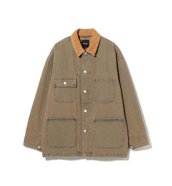 BEAMS「フェード デニム ルーズ カバーオールジャケット」|ブルゾン・スタジャン|
