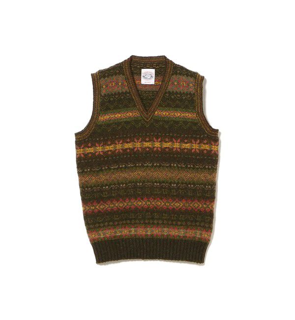 BEAMS PLUS「【別注】Jamieson&rsquo;s / Fairsile V-Neck Knit Vest」|ニット・セーター|OLIVE
