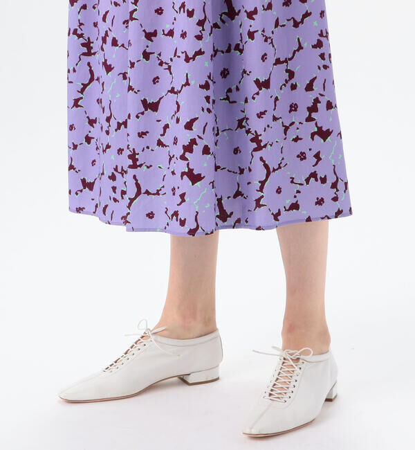 Ballsey「スプレッドフラワープリント ウエストギャザーミディスカート」|フレア|