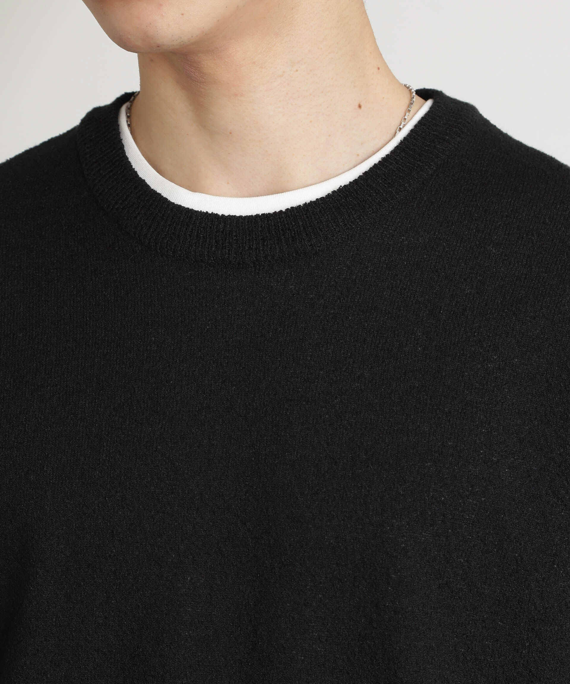 nano･universe「ブークレクルーネックニット 半袖」|ニット・セーター|