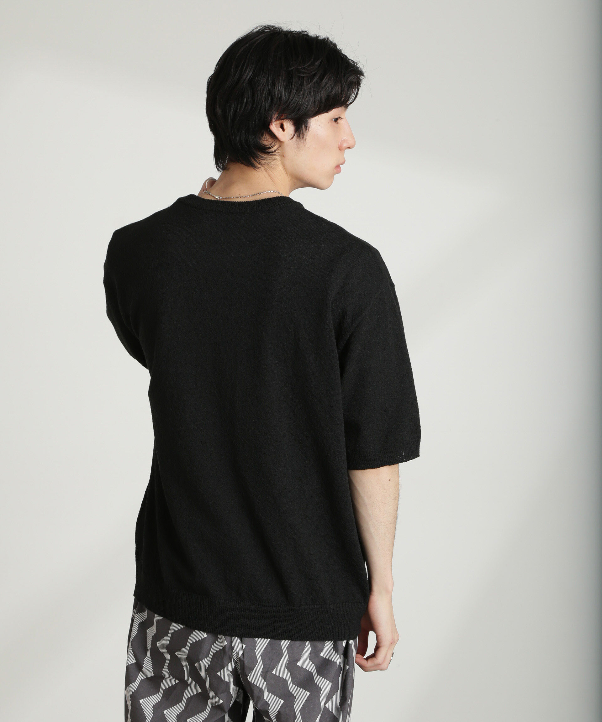 nano･universe「ブークレクルーネックニット 半袖」|ニット・セーター|