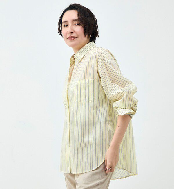 NOLLEY'S sophi「ウォッシャブルMARSALAシアーストライプ3WAYシャツ」|シャツ・ブラウス|イエロー系3