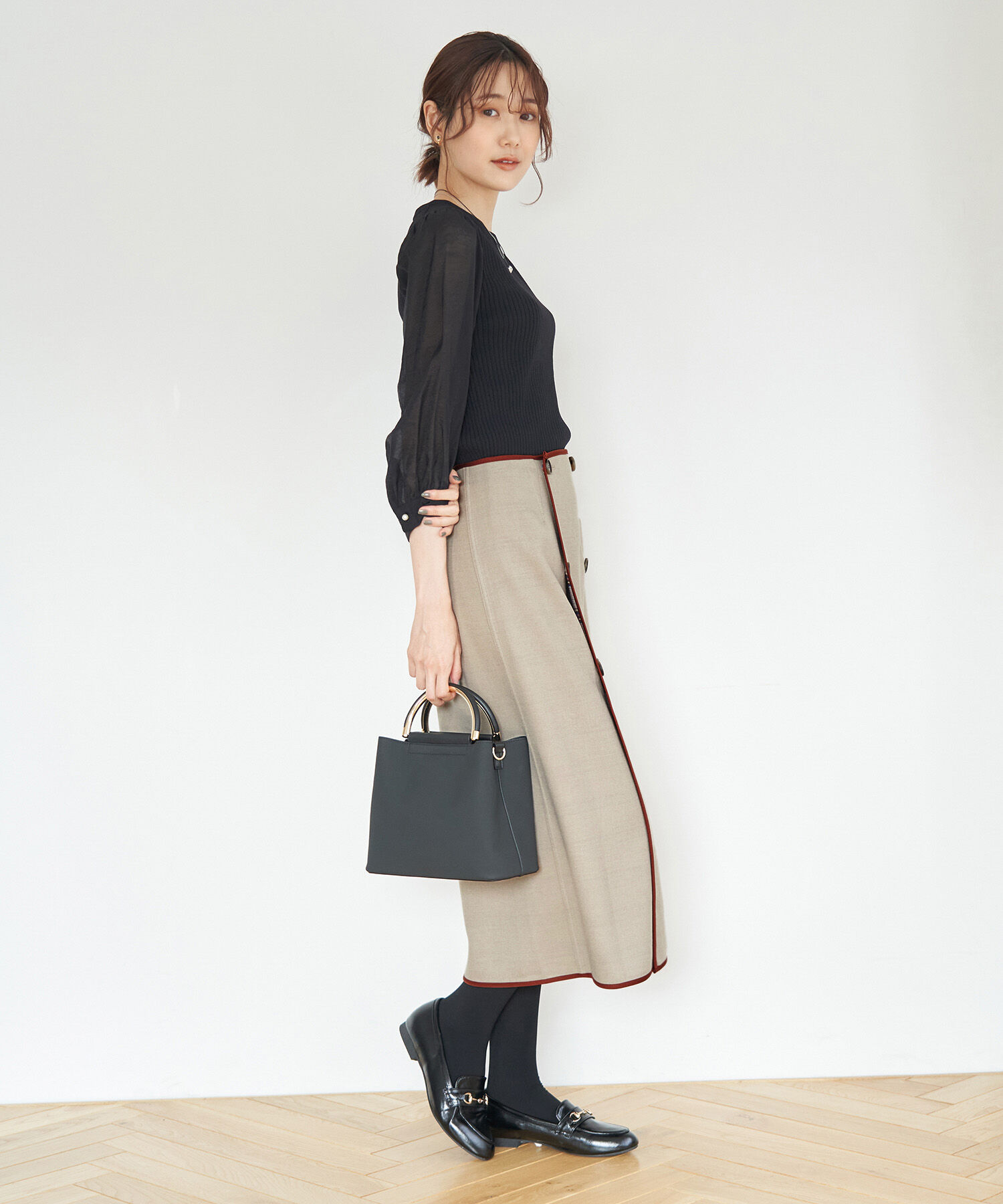 Rope&rsquo;Picnic「チェック＆無地リバーシブルスカート」|スカート|