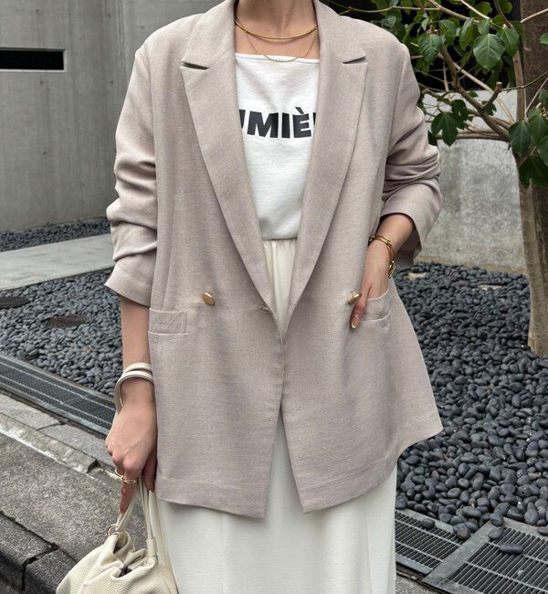  「【夏にも着られる/2サイズ展開】メッシュダブルジャケット」|テーラードジャケット|ベージュ