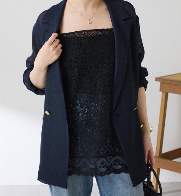  「【夏にも着られる/2サイズ展開】メッシュダブルジャケット」|テーラードジャケット|